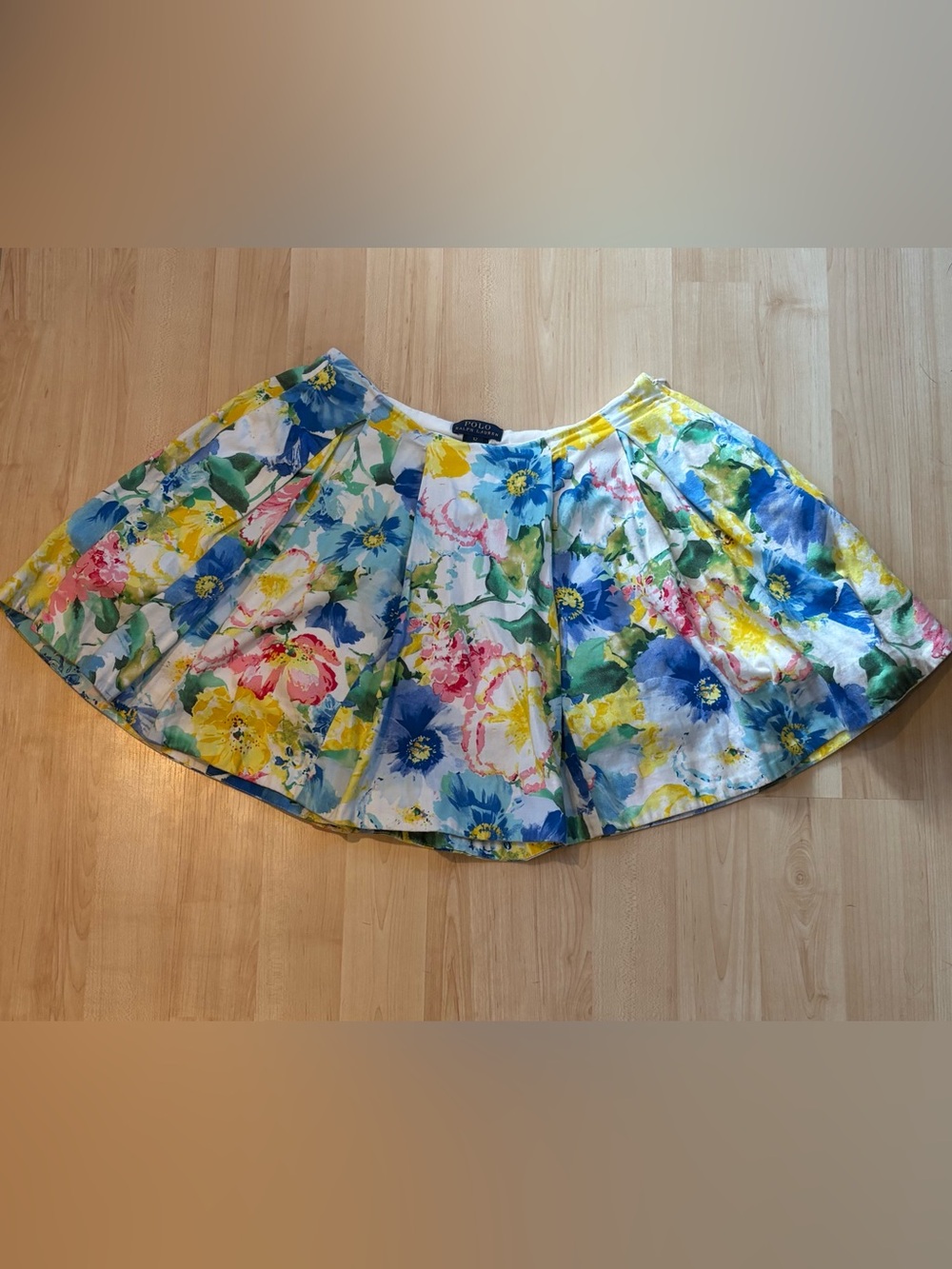 Polo Ralph Lauren Floral Pleated Mini Skirt Size 12 Girls Multicolor Cotton